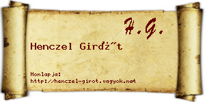 Henczel Girót névjegykártya